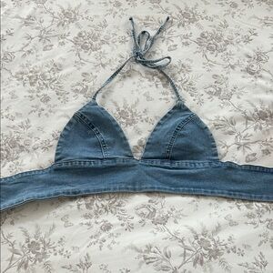 SHEIN Blue Denim Halter Top